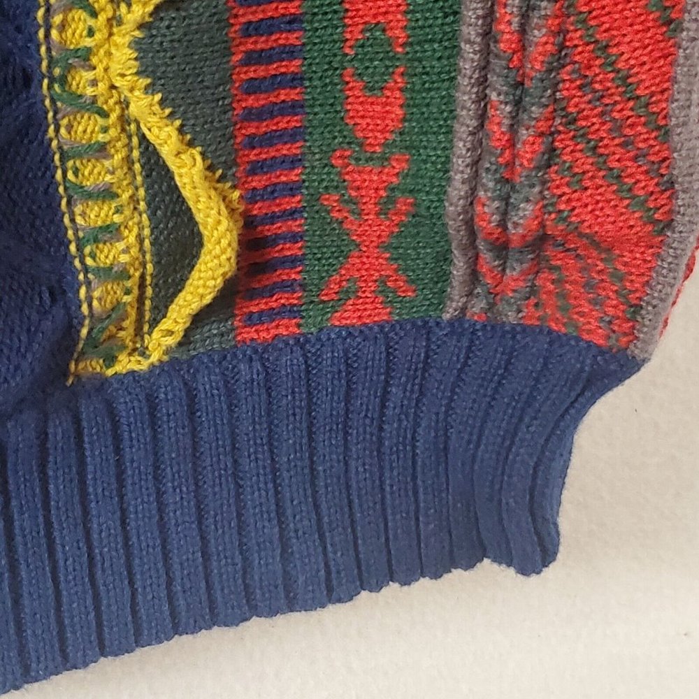 Men’s Koto Urban Outfitters Coogie Type Textured Knit Sweater Size XS Red Blue - Picture 7 of 14